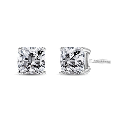 14K White Gold 1 1/2 Cttw Clarity Enhanced Princess Cut Diamond Solitaire Stud Earrings (I-J Color, I1-I2 Clarity) WEM Support (www.WEM.support)