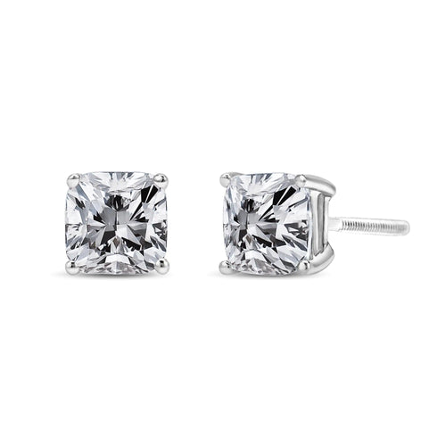 14K White Gold 1 1/2 Cttw Clarity Enhanced Princess Cut Diamond Solitaire Stud Earrings (I-J Color, I1-I2 Clarity) WEM Support (www.WEM.support)