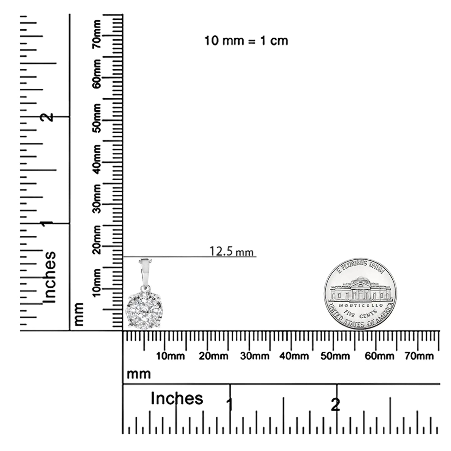 14k White Gold 1/2 Cttw Lab Grown Diamond Floral Cluster Pendant 18" Necklace (G-H Color, VS1-VS2 Clarity) WEM Support (www.WEM.support)