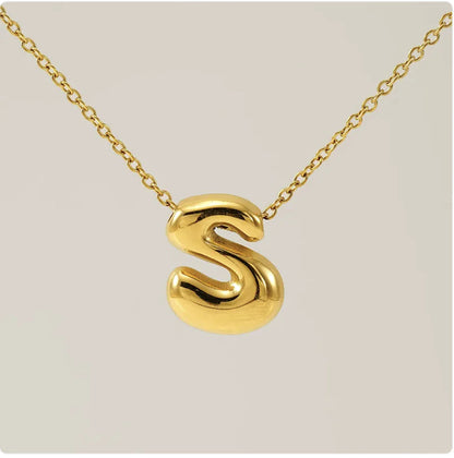 Women's Glossy Bubble Letter Pendant Necklace WEM Support (www.WEM.support)