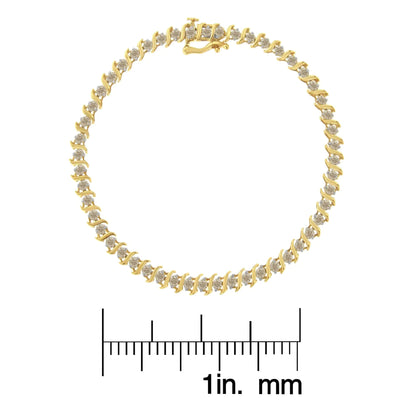 2Micron 10KT Yellow Gold Plated Sterling Silver Diamond S-Link Bracelet (2 cttw, J-K Color, I2-I3 Clarity) WEM Support (www.WEM.support)