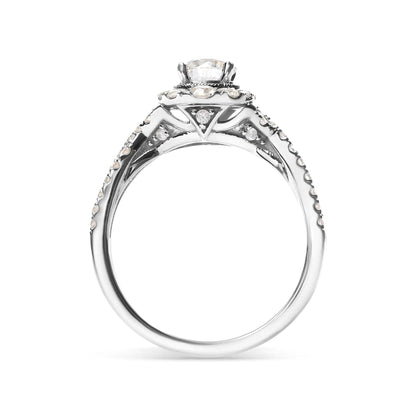14k White Gold GIA Certified 1 1/5 Cttw Diamond Oval Halo Shaped Engagement Ring (G-H Color, SI1-SI2 Clarity) - Ring Size 7 WEM Support (www.WEM.support)