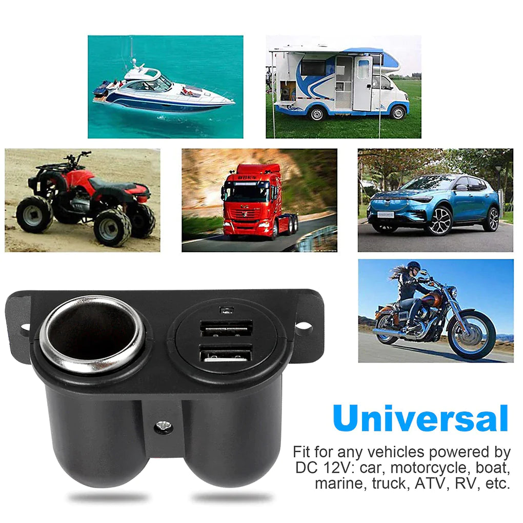 Car Cigarette Lighter Socket Splitter Dual USB Charger Power Adapter Outlet 12V WEM Support (www.WEM.support)