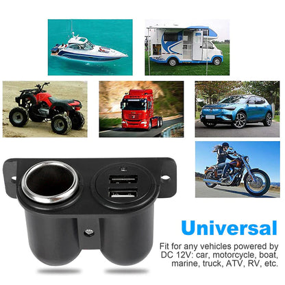 Car Cigarette Lighter Socket Splitter Dual USB Charger Power Adapter Outlet 12V WEM Support (www.WEM.support)