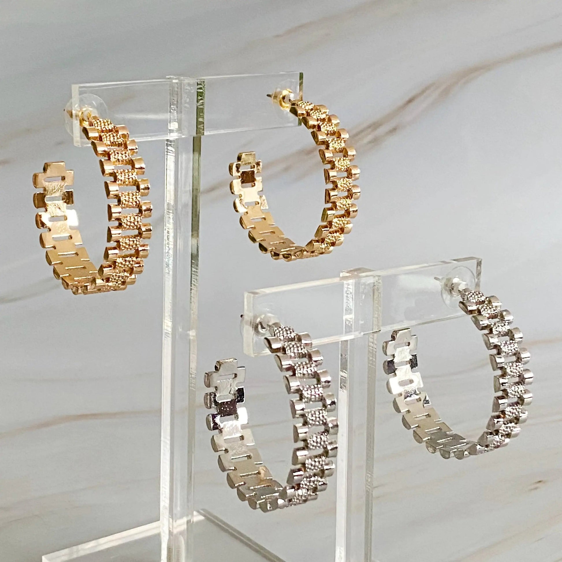 Golden Watch Band Hoop Earrings WEM Support (www.WEM.support)