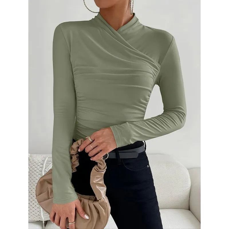 Cross Collar Slim Fit Long Sleeve Shirt WEM Support (www.WEM.support)