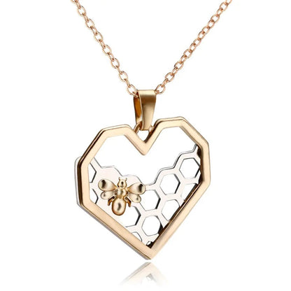 Honeycomb Heart Pendant With Chain WEM Support (www.WEM.support)