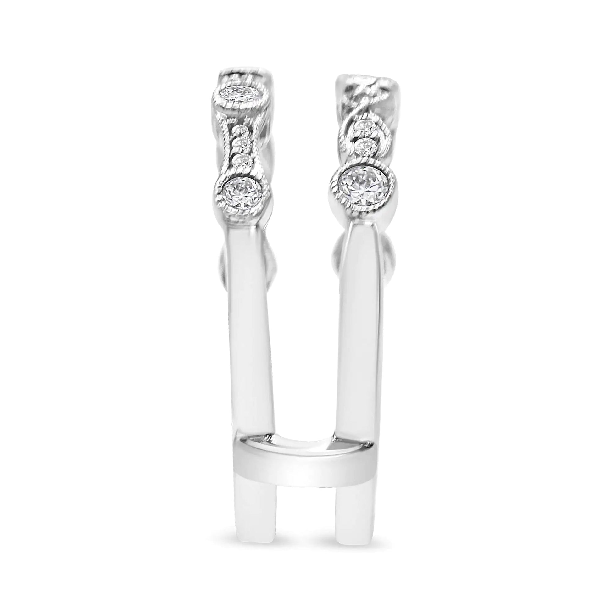 14K White Gold 1/3 Cttw Diamond Parallel Split Shank Wrap Ring Guard Enhancer (I-J Color, I2-I3 Clarity) WEM Support (www.WEM.support)