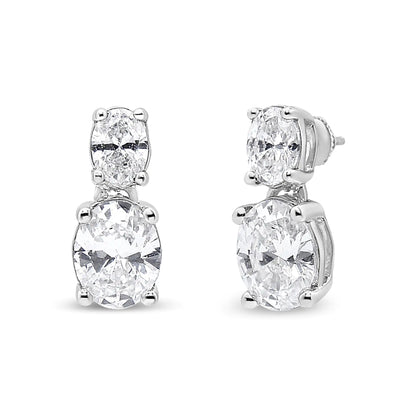 14K White Gold 1.0 Cttw Oval Lab Grown Diamond 2 Stone Drop and Dangle Stud Earrings (G-H Color, VS2-SI1 Clarity) WEM Support (www.WEM.support)