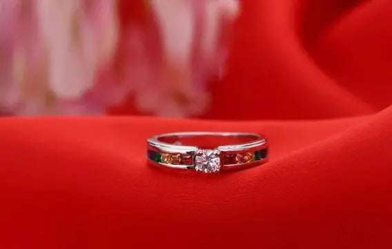 Colorful Cubic Zirconia Women Engagement Ring WEM Support (www.WEM.support)