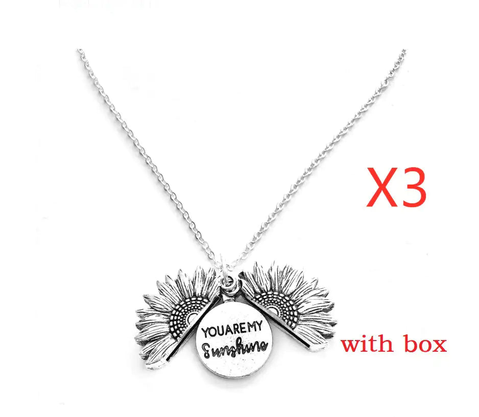 Sunflower Double Lettering Necklace WEM Support (www.WEM.support)