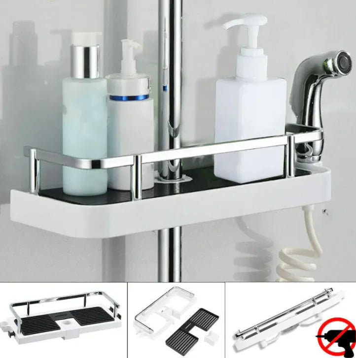 No Drilling Shower Caddy Rack Storage Organizer WEM Support (www.WEM.support)