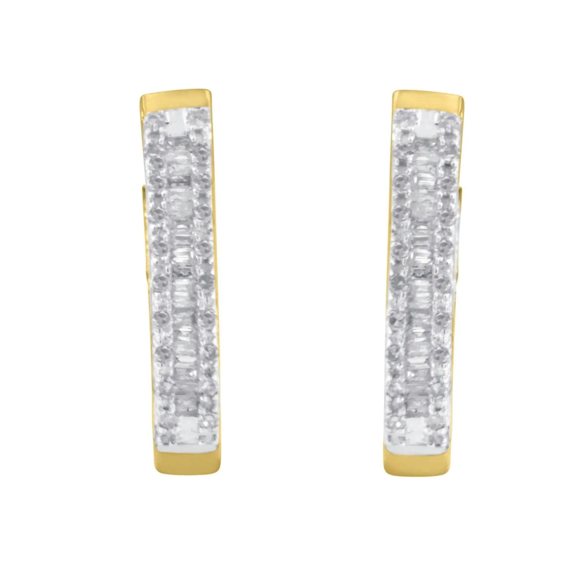 10k Yellow Gold Diamond Hoop Earrings (1 cttw, I-J Color, I1-I2 Clarity) WEM Support (www.WEM.support)