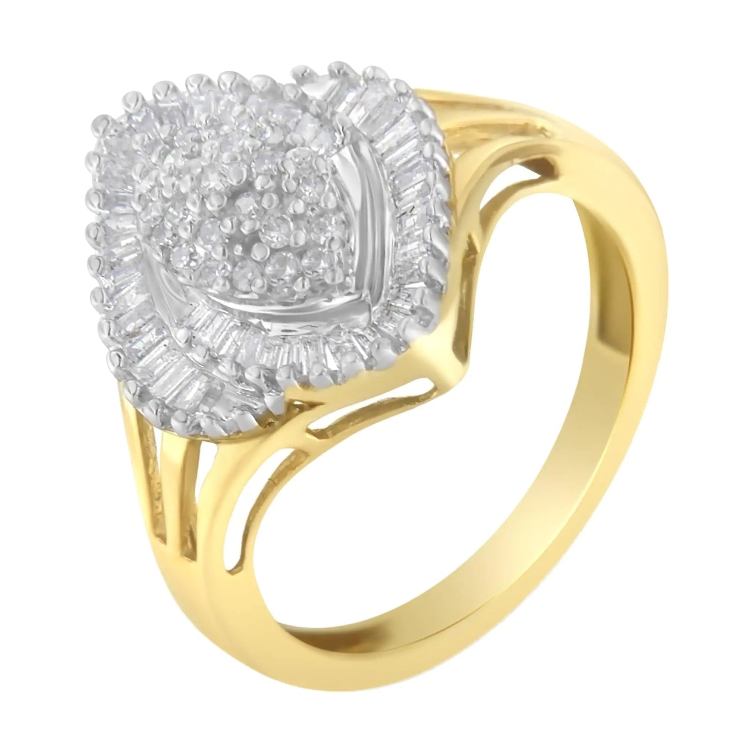 10K Yellow Gold Diamond Cocktail Ring (1/2 Cttw, J-K Color, I2-I3 Clarity) WEM Support (www.WEM.support)