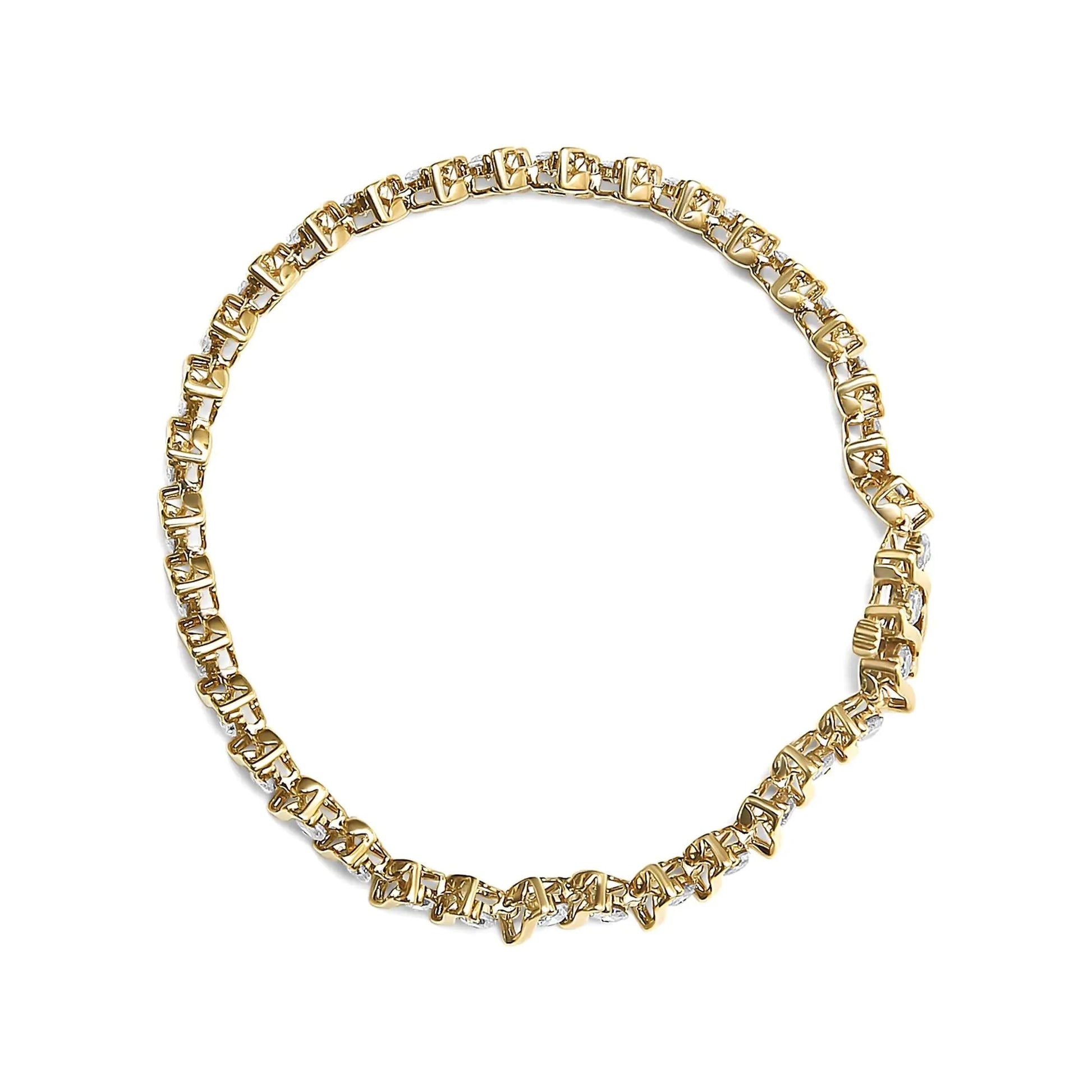 10K Yellow Gold Plated .925 Sterling Silver 5.00 Cttw Diamond S-Link Bracelet (K-L Color, I2-I3 Clarity) Size 7.25" WEM Support (www.WEM.support)