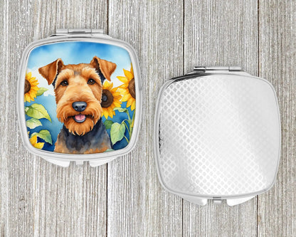 Airedale Terrier in Sunflowers Compact Mirror WEM Support (www.WEM.support)