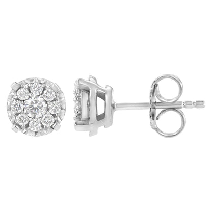 Boucles d'oreilles en argent sterling .925 avec 1/2 carat de diamants de synthèse composite (Couleur F-G, Clarté VS2-SI1) WEM Support (www.WEM.support)