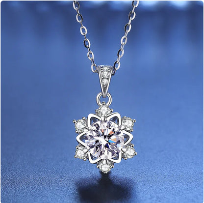 S925 Sterling Silver Snowflake Pendant Necklace