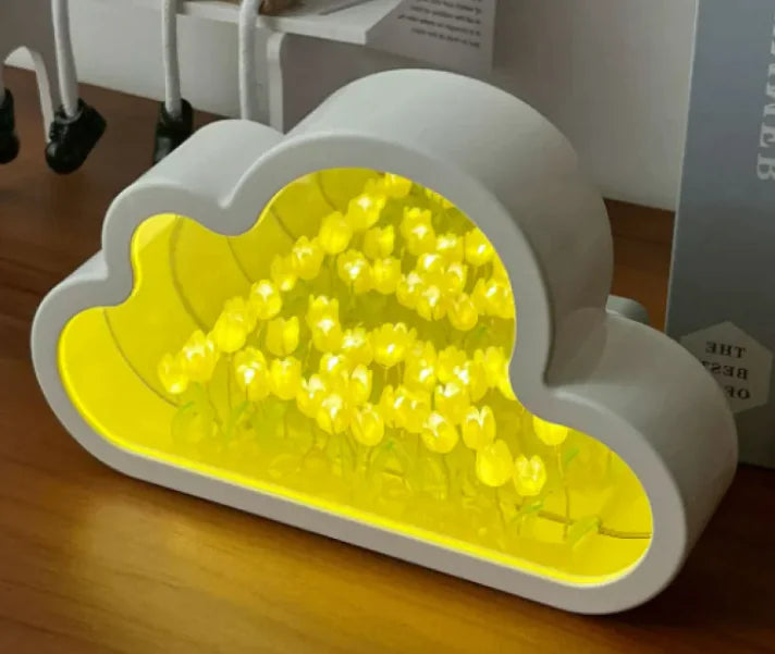 Handmade DIY Cloud Tulip Mirror Small Night Light WEM Support (www.WEM.support)