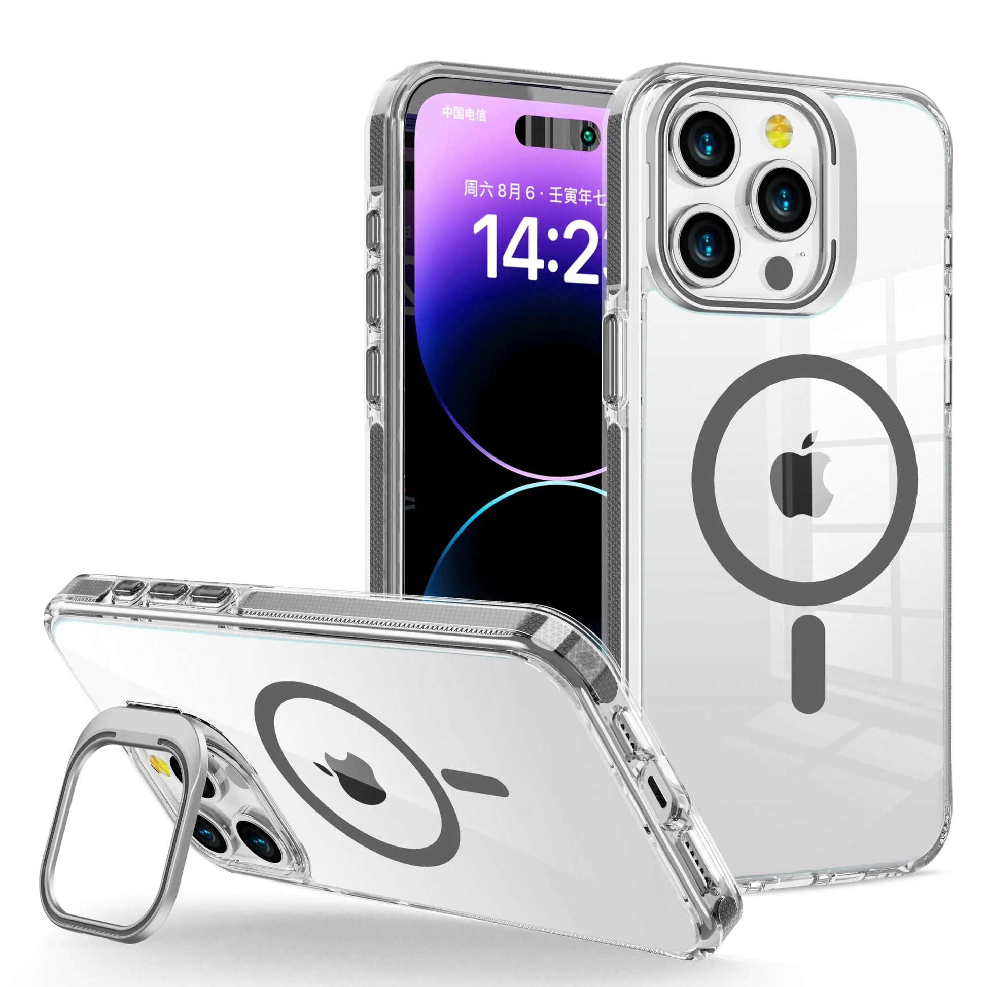LUHOURI Magnetic for iPhone 13 Pro Max Case with Built-in Kickstand,Screen Protector Included,[Compatible with Magsafe],Slim Fit Shockproof Crystal Cover iPhone 13 Pro Max 6.7" Phone Case Clear Blue HejK.com
