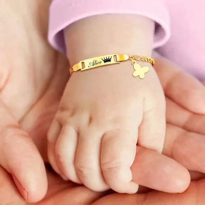 Gold Children's Bracelet With Butterfly Pendant WEM Support (www.WEM.support)