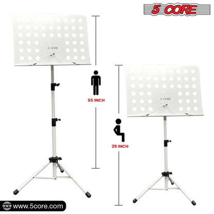 5Core Music Stand For Sheet Music Portable Tripod Adjustable Folding Note Holder WHITE WEM Support (www.WEM.support)
