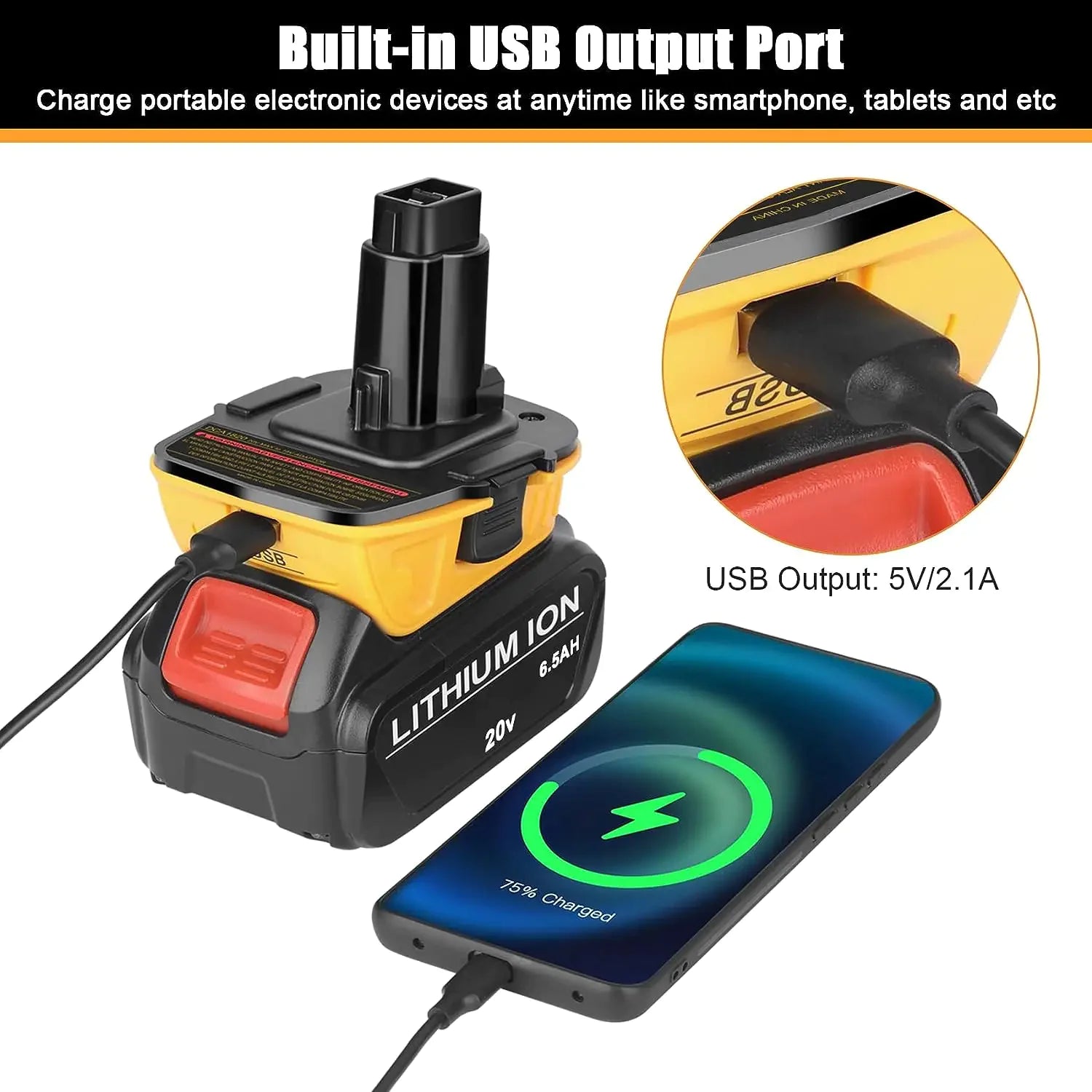 2X 18V To 20V MAX DCA1820 Adapter Converter For DEWALT 20 Volt Li-ion Battery WEM Support (www.WEM.support)