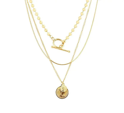 Vintage Double Round Card Queen Portrait OT Style Multilayer Necklace WEM Support (www.WEM.support)