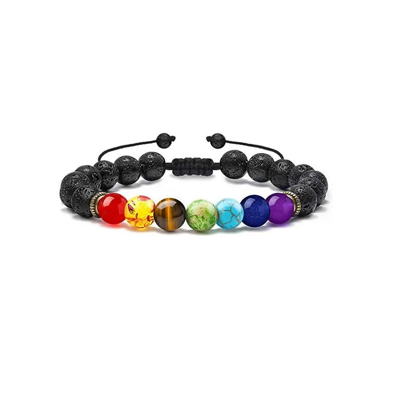 Lava Rock 7 Chakras Bracelet WEM Support (www.WEM.support)