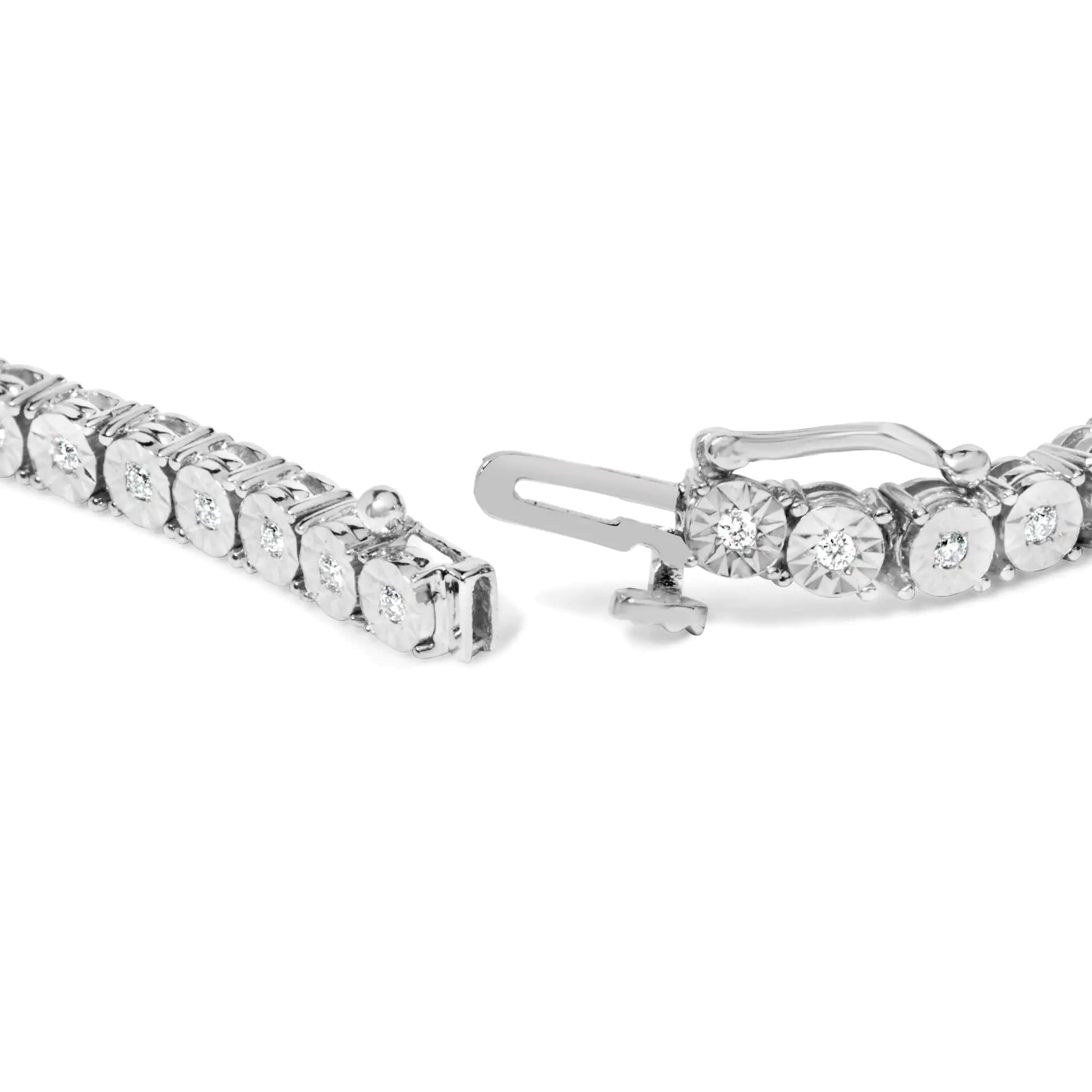 .925 Sterling Silver Lab Grown Diamond Illusion-Set Miracle Plate Tennis Bracelet - 7.25" Inches WEM Support (www.WEM.support)