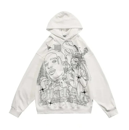 American Graffiti Print Hooded Sweater for Men WEM Support (www.WEM.support)