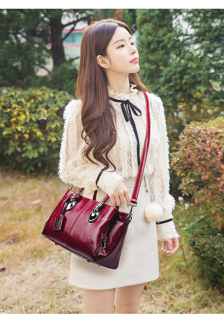 Soft Leather Boston Shoulder Bag WEM Support (www.WEM.support)