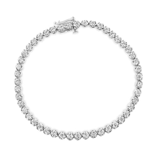 .925 Sterling Silver 3.00 Cttw Prong Set Round-Cut Diamond Tennis Link 7.25" Bracelet (I-J Color, I1-I2 Clarity) WEM Support (www.WEM.support)