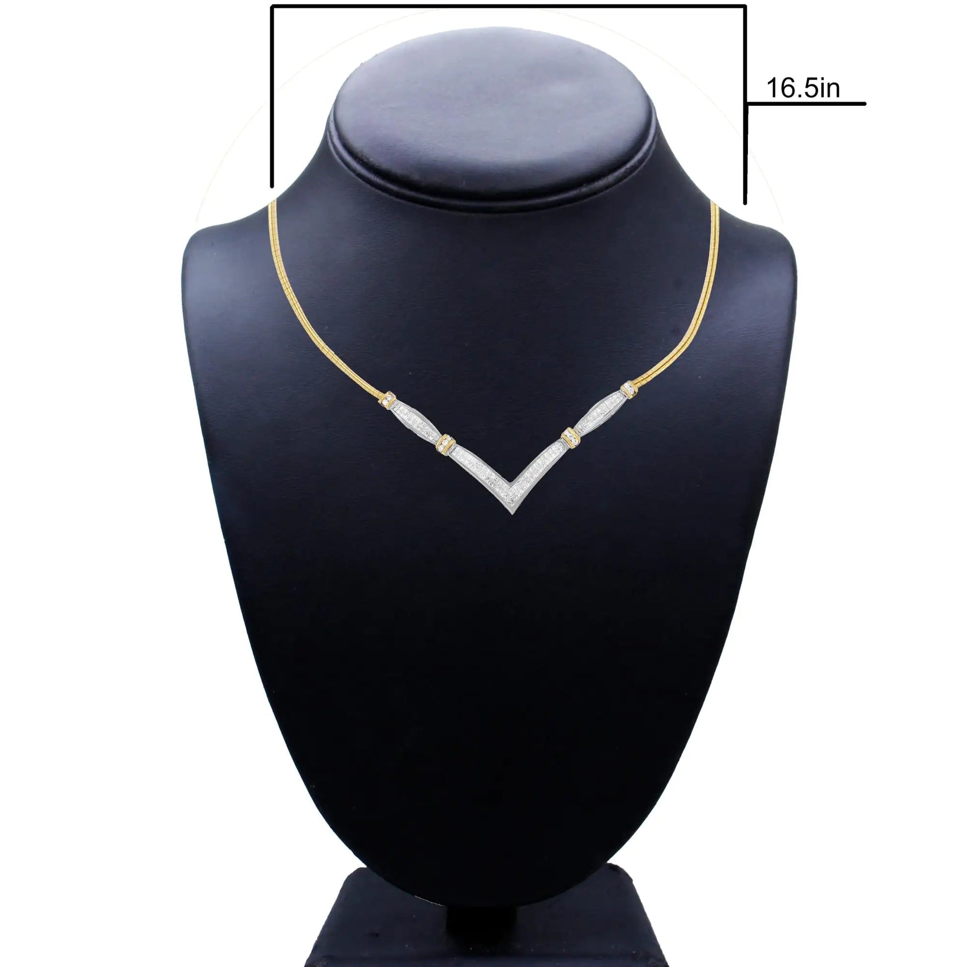 14K Yellow and White Gold 2.00 Cttw Round and Princess-Cut Diamond 'V' Shape Statement Necklace (H-I Color, SI2-I1 Clarity) - 18" WEM Support (www.WEM.support)