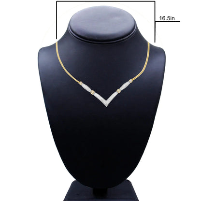 14K Yellow and White Gold 2.00 Cttw Round and Princess-Cut Diamond 'V' Shape Statement Necklace (H-I Color, SI2-I1 Clarity) - 18" WEM Support (www.WEM.support)