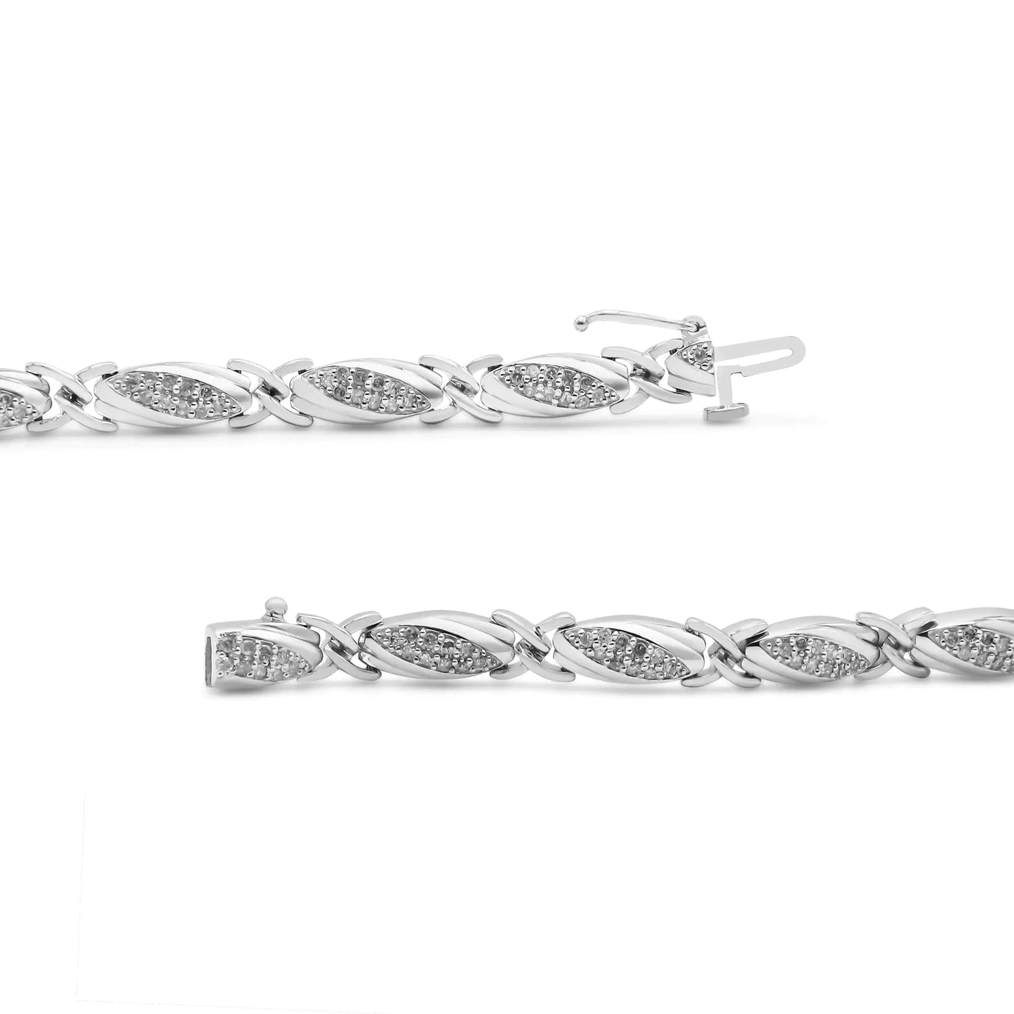 .925 Sterling Silver 1.00 Cttw Round Diamond X-Link Bracelet (I-J Color, I2-I3 Clarity) - Size 7.25" WEM Support (www.WEM.support)