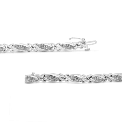 .925 Sterling Silver 1.00 Cttw Round Diamond X-Link Bracelet (I-J Color, I2-I3 Clarity) - Size 7.25" WEM Support (www.WEM.support)