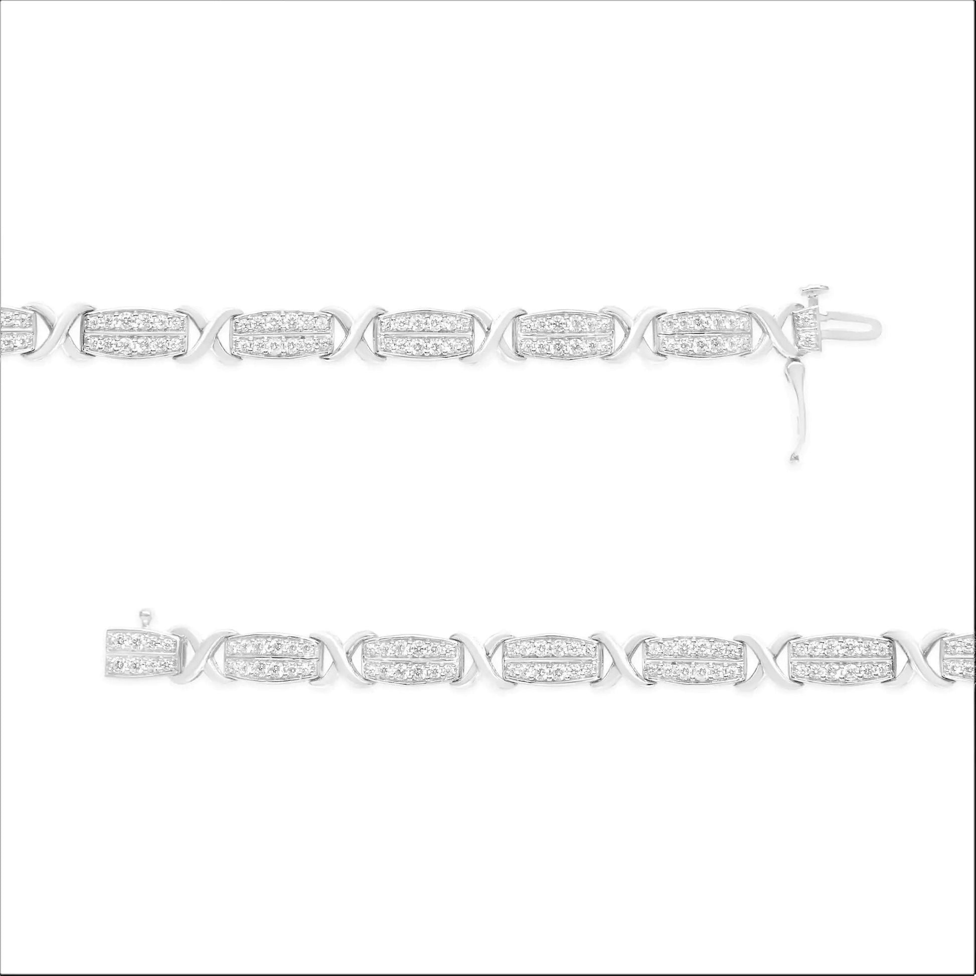 .925 Sterling Silver 2.0 cttw Diamond 2 Row X-Link Bracelet (I-J Color, I3 Clarity) -7" WEM Support (www.WEM.support)