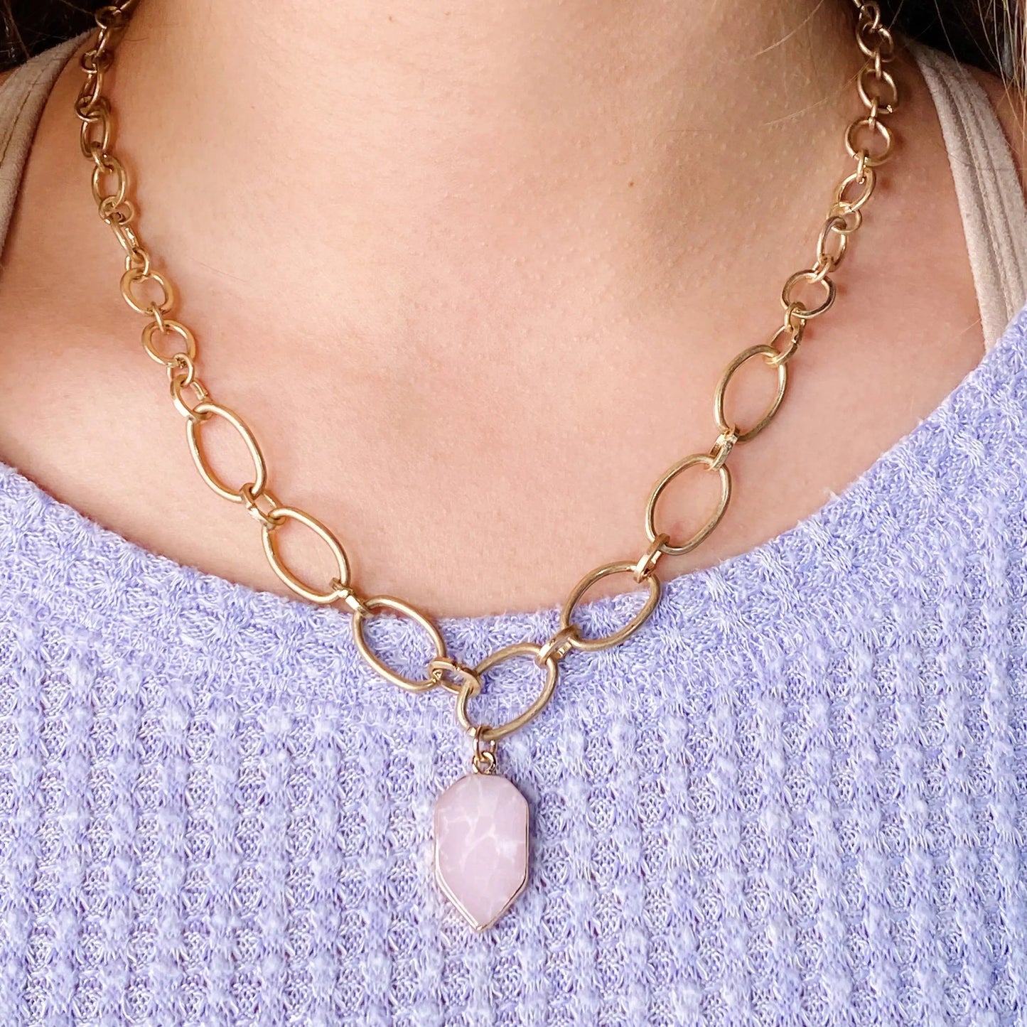 Heart Of Natural Stone Necklace, Black WEM Support (www.WEM.support)