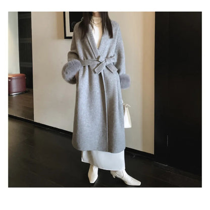 Fox Fur Elegant Double-sided Cashmere Coat WEM Support (www.WEM.support)