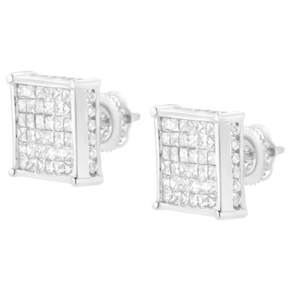 10K White Gold 2ct TDW Princess-Cut Composite Diamond Stud Earring (I-J ,I2-I3) WEM Support (www.WEM.support)