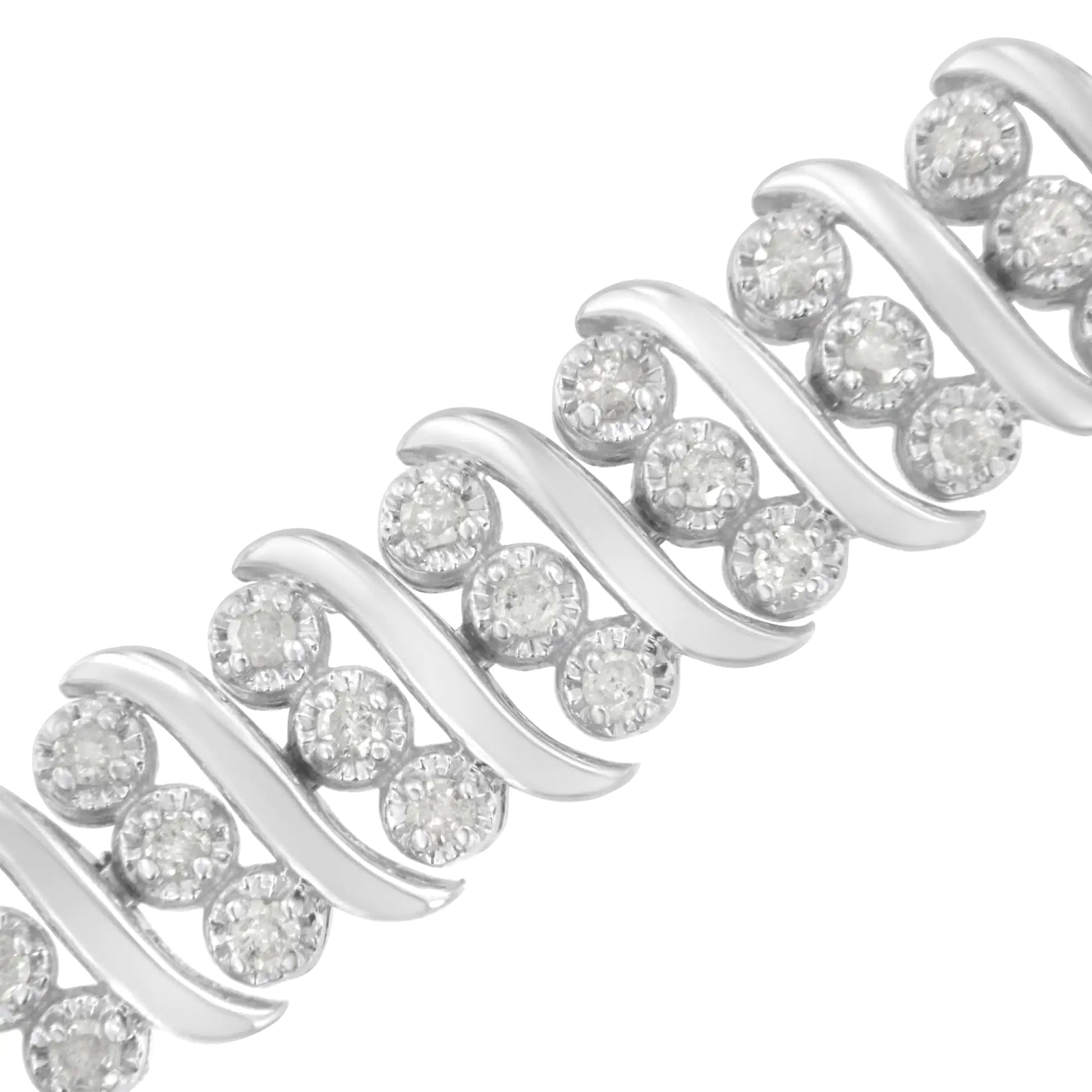 Bracelet Double Rangée en Argent Sterling et Diamants 2 cttw (I-J, I2-I3) WEM Support (www.WEM.support)