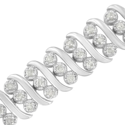 Bracelet Double Rangée en Argent Sterling et Diamants 2 cttw (I-J, I2-I3) WEM Support (www.WEM.support)