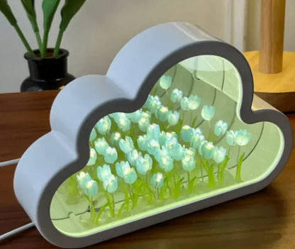 Handmade DIY Cloud Tulip Mirror Small Night Light WEM Support (www.WEM.support)