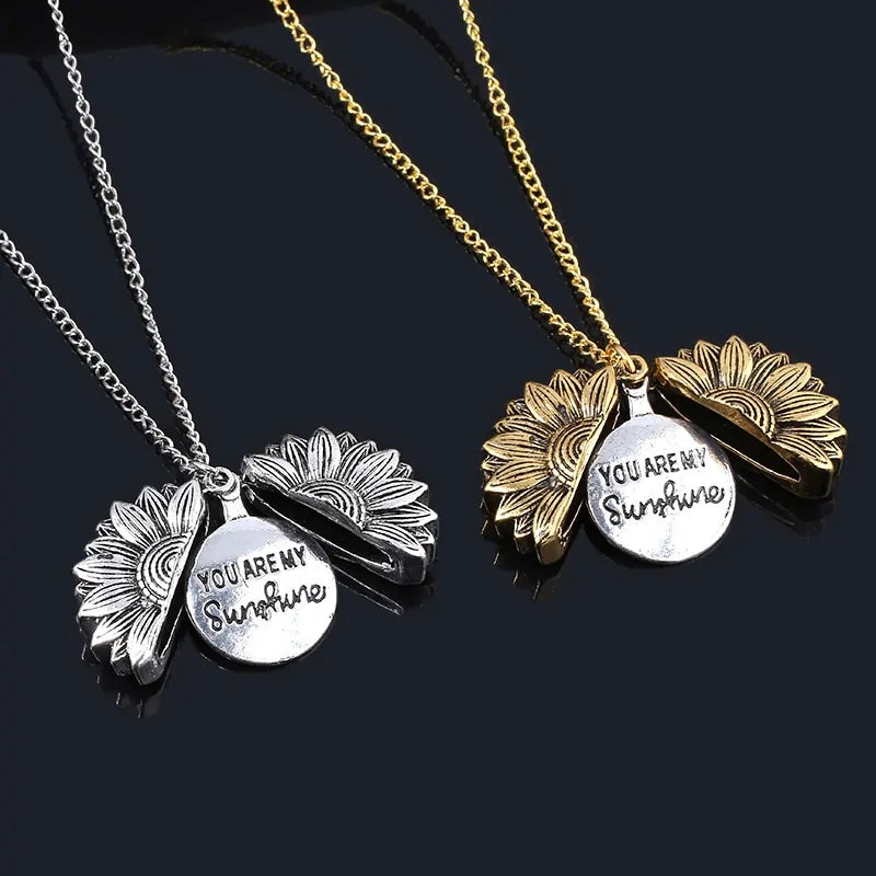 Sunflower Necklace And Hidden Message Necklace WEM Support (www.WEM.support)