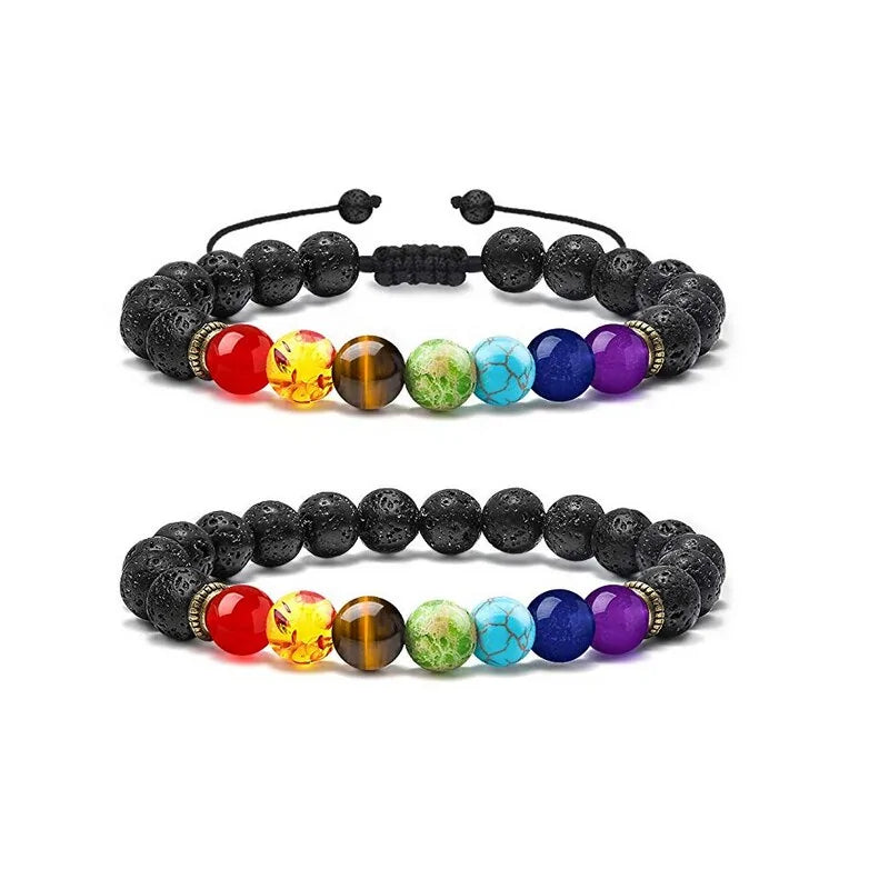 Lava Rock 7 Chakras Bracelet WEM Support (www.WEM.support)