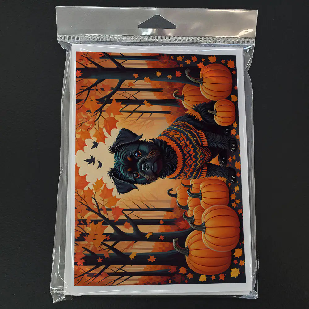 Affenpinscher Fall Greeting Cards Pack of 8 WEM Support (www.WEM.support)