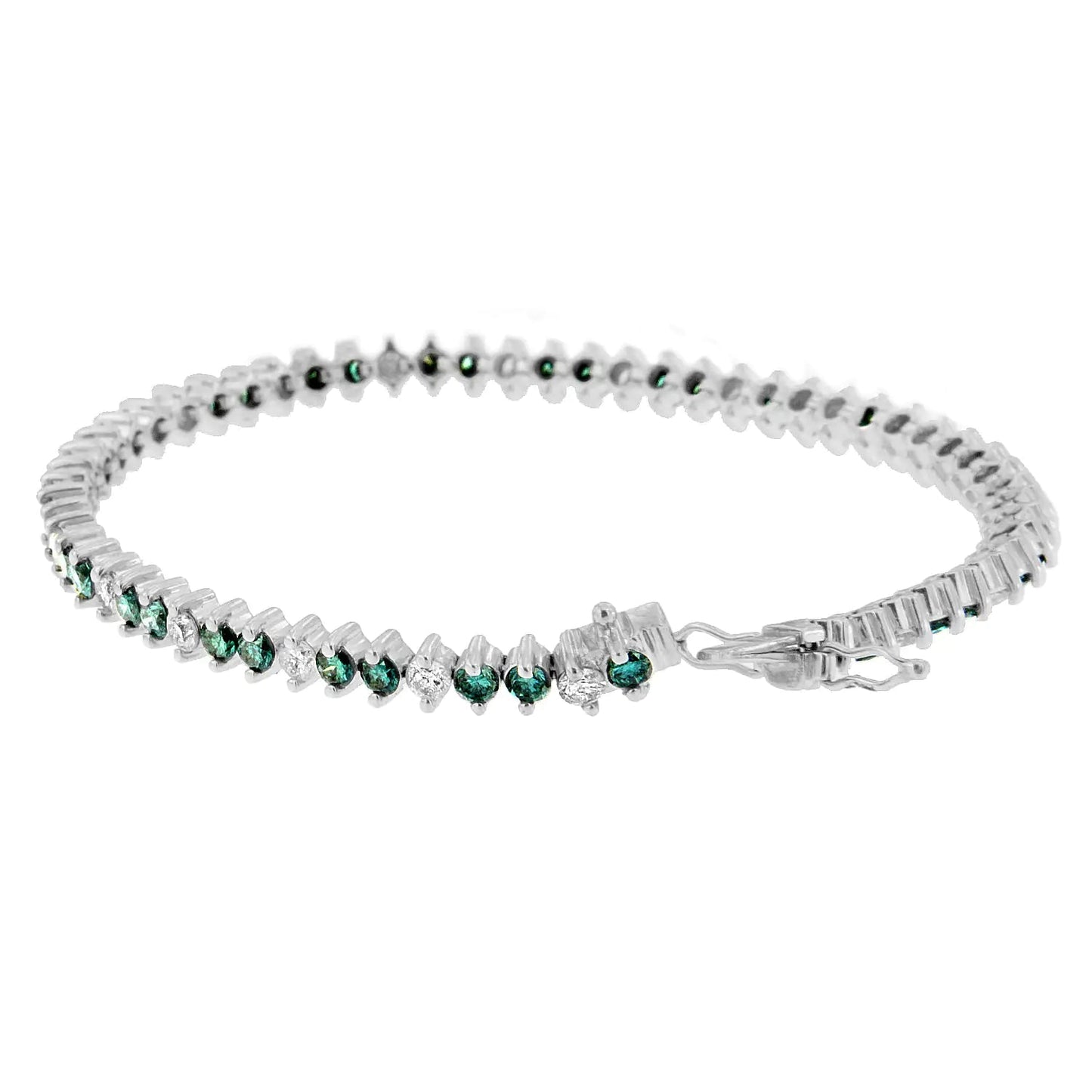 14K White Gold Round-Cut white and Blue Diamond Fashion Bracelet (5.40 cttw, H-I Color, I1-I2 Clarity) WEM Support (www.WEM.support)