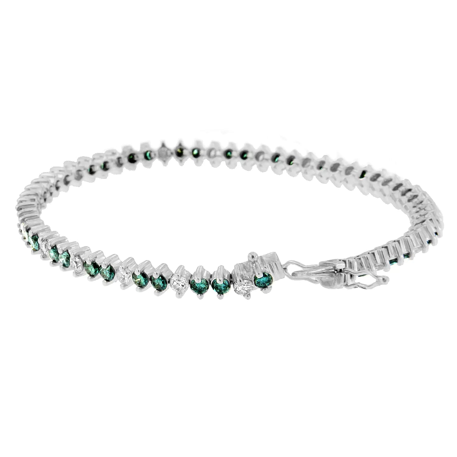 14K White Gold Round-Cut white and Blue Diamond Fashion Bracelet (5.40 cttw, H-I Color, I1-I2 Clarity) WEM Support (www.WEM.support)