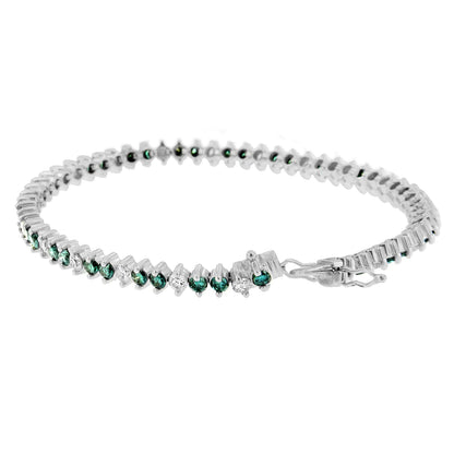 14K White Gold Round-Cut white and Blue Diamond Fashion Bracelet (5.40 cttw, H-I Color, I1-I2 Clarity) WEM Support (www.WEM.support)